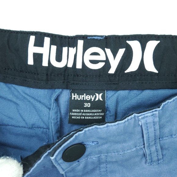 Hurley Chino Shorts Men 30x9 Blue Flat Front Casual Golf - Picture 2 of 6